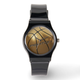 Relógio Dourado e negro do monitoramento de basquetebol le