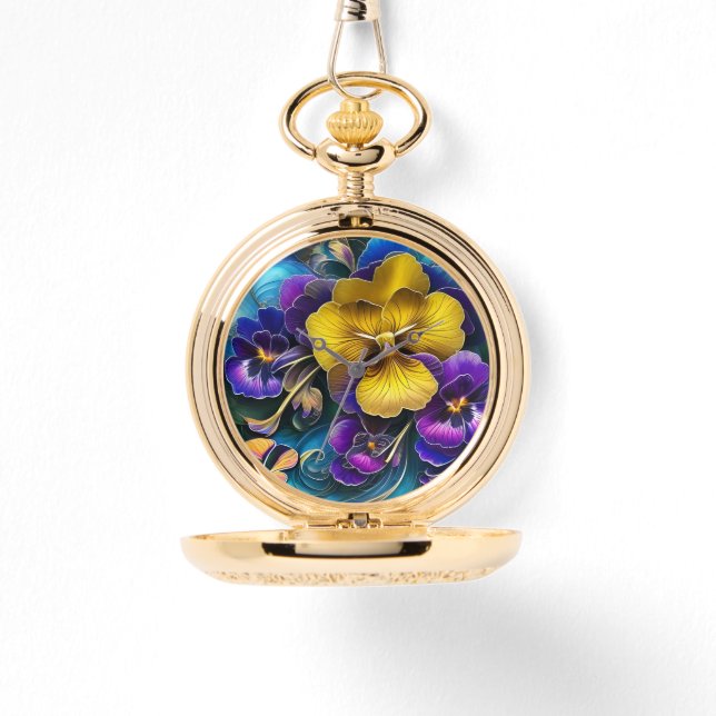 Relógio Dourado e Roxo Pansy Patch (Frente)