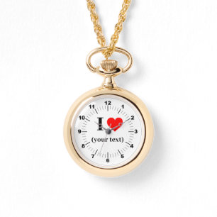Relógio Dourado Necklace Watch - Custom I Heart