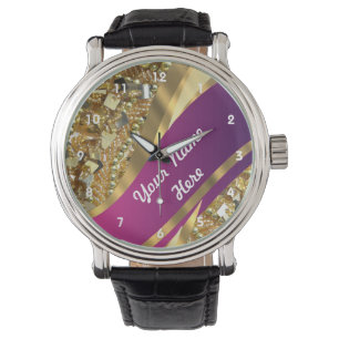 Relógio Dourado padrão personalizado de sequências de blus