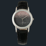 Relógio Dourado Rosa Bege Brilho Monograma Escrito Feminin<br><div class="desc">Preto e Dourado Rosa - Brilho Rosa Corado Glitter Monograma de Nome Relógio. Isso torna o presente perfeito para formatura,  aniversário,  casamento,  chá de noiva,  aniversário de casamento,  chá de bebê ou festa de despedida de solteira para alguém que ama luxo e estilos chiques.</div>