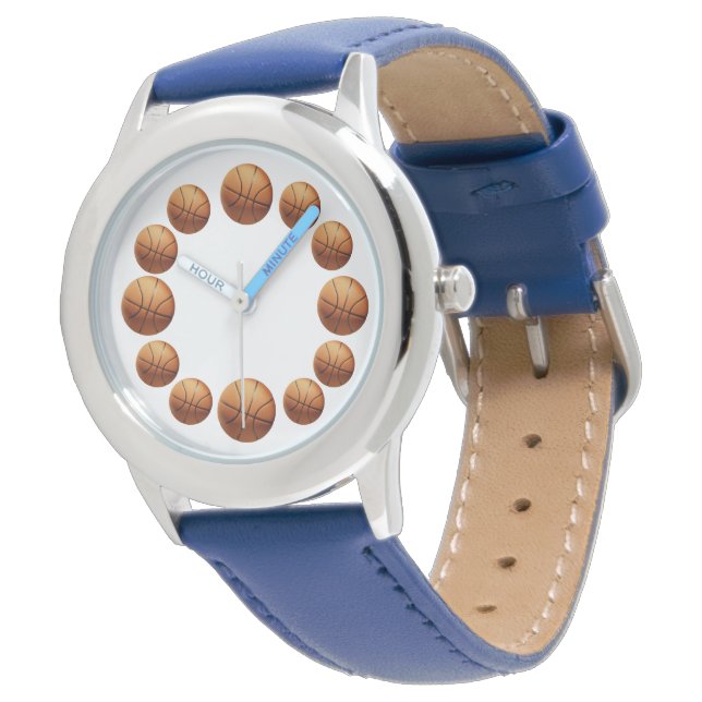 Relógio Doze Bolinhas De Cesto Laranja, Kids Leather Watch (Angular)