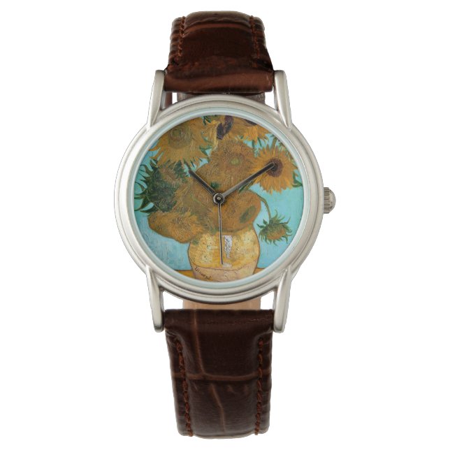 Relógio Doze girassóis em um vaso (pintura em vida estátic (Frente)