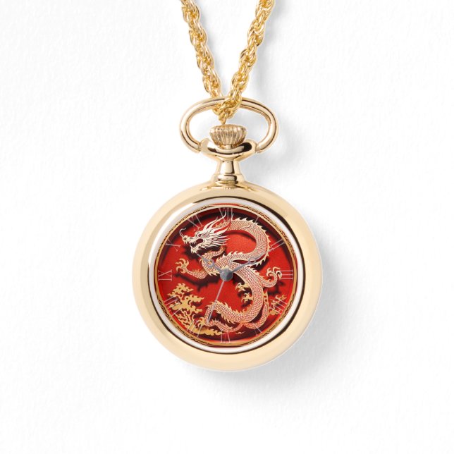 Relógio Dragão de Ano Novo chinês 2024 "cortado em papel"  (Frente)