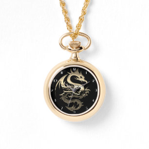 Relógio Dragão Metálico Dourado