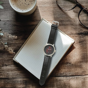 Relógio Dragão Tribal Vermelho Negro