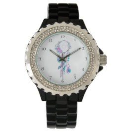 Relógio *~* Dreamcatcher Boho Flowers Bead Feather Tribal