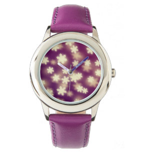 Relógio Dreample Purple Snowflake Bokeh Lights