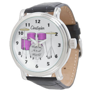 Relógio Drums Design Apenas adicione nome