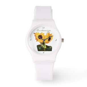 Relógio Duas Plantas de Girassol em Vasos Thunder_Cove