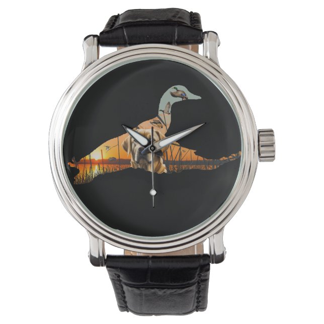 Relógio Duck Hunting Watch, Labrador Amarelo Retriever (Frente)