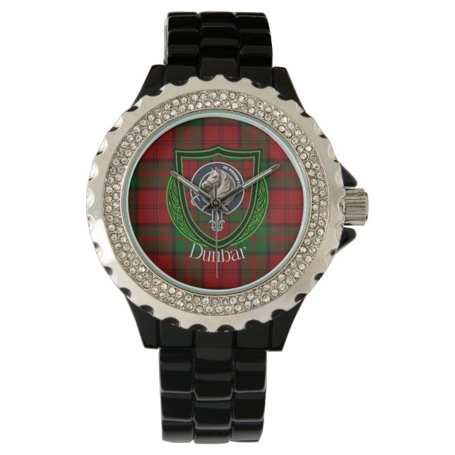 Relógio Dunbar Scottish Clan Tartan & Crest (Frente)