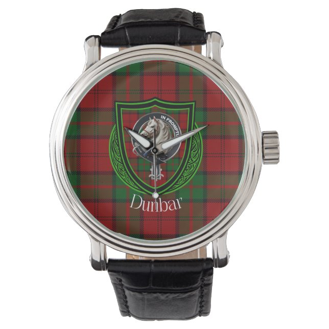Relógio Dunbar Scottish Clan Tartan & Crest (Frente)