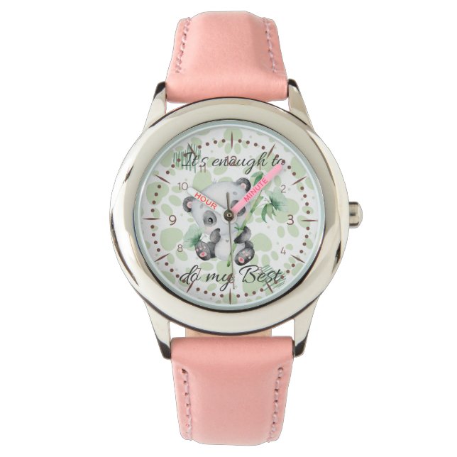 Relógio É suficiente | Afirmações de Cute | Panda (Frente)