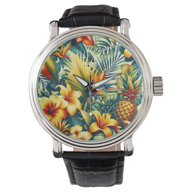 Relógio E-watch com face tropical (Frente)