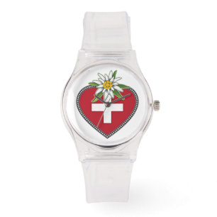 Relógio Edelweiss Heart Swiss Flag Watch