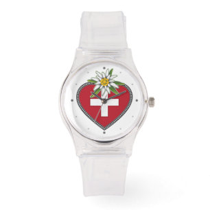 Relógio Edelweiss Heart Swiss Flag Watch