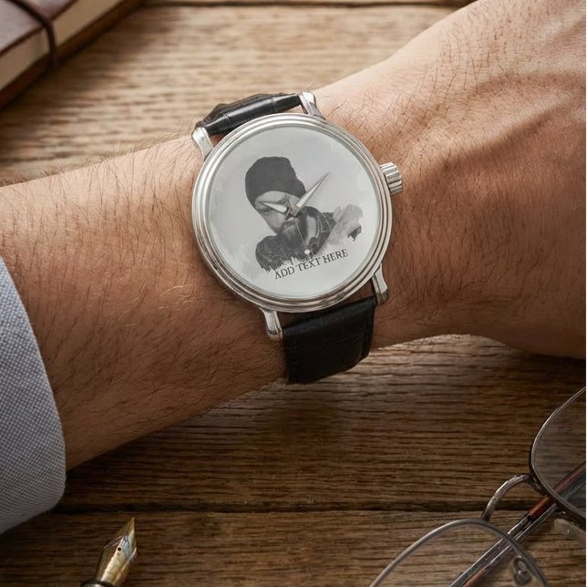 Relógio Efeito de Foto Personalizada Gravada Moderna (Criador carregado)