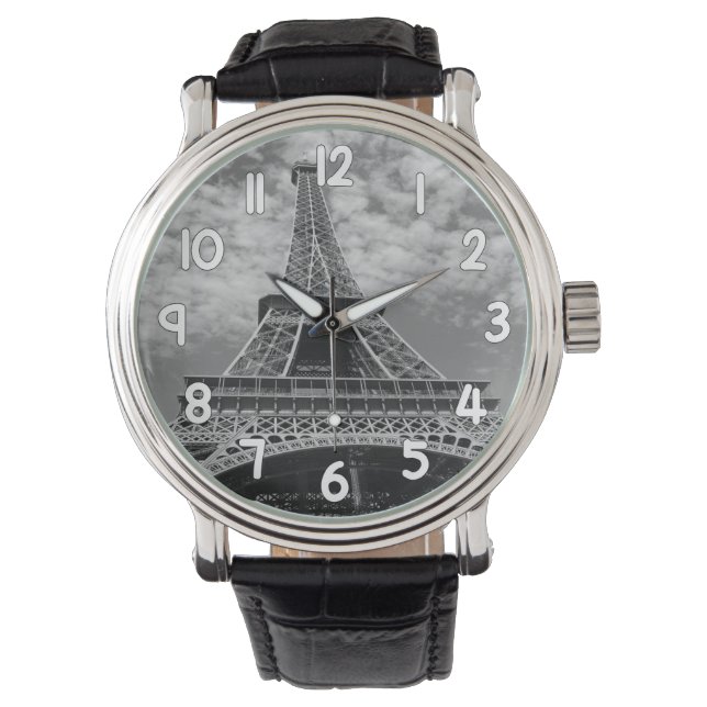 Relógio Eiffel Tower Wrist Watch – Black and White Paris (Frente)