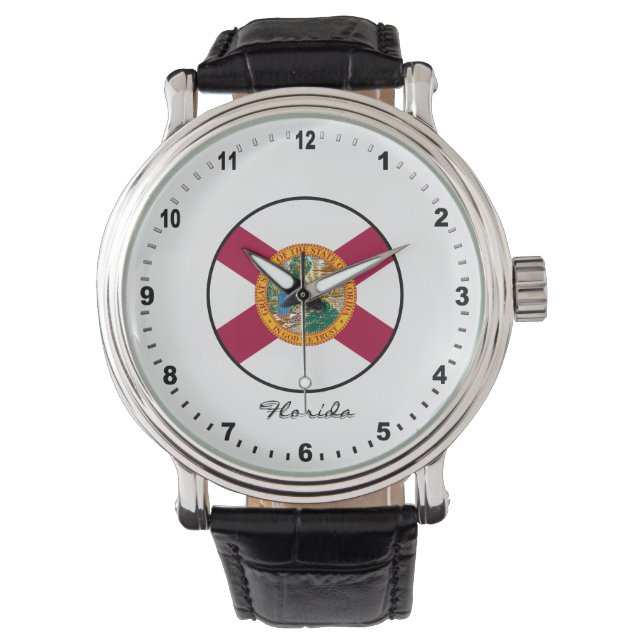 Relógio Elegant Florida Watch & Florida Flag / EUA (Frente)