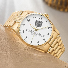 Relógio Elegant Luxury Monogram Letters Couple's Names