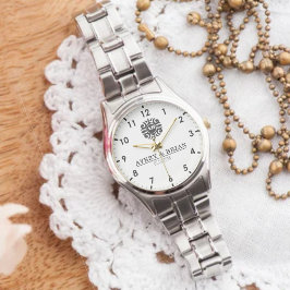 Relógio Elegant Luxury Monogram Letters Couple's Names