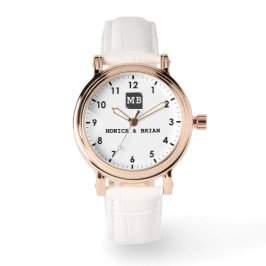 Relógio Elegant Vintage Floral Monogram couple names