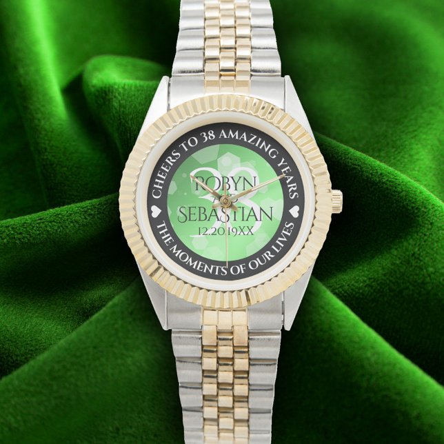 Relógio Elegante 38º aniversário do casamento do Emerald (Elegant 38th Emerald Wedding Anniversary Wristwatch Cover Photo)