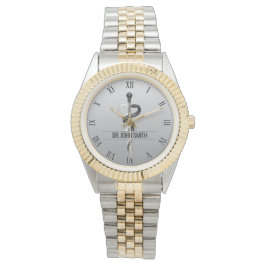 Relógio Elegante Black White Medical Asclepius