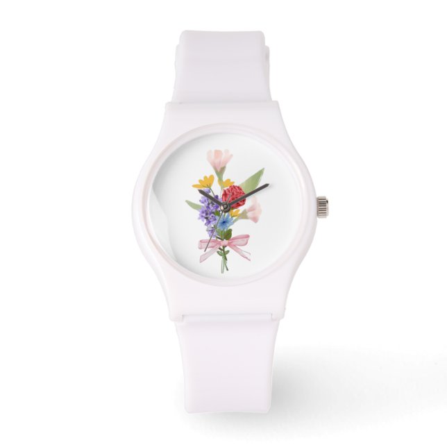 Relógio Elegante Buquê Floral (Frente)