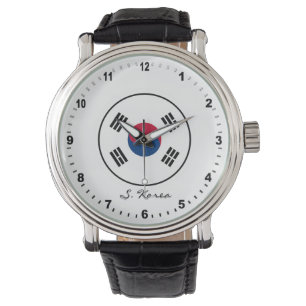 Relógio Elegante Coreia do Sul Watch & Korea Flag / Seul