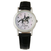 Elegante Dressage Rider em um Fundo de Aquarela