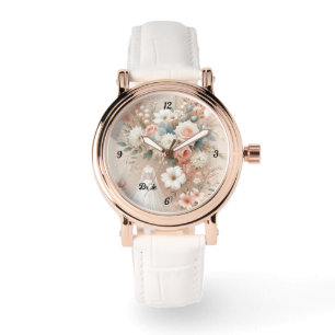 Relógio Elegante Floral Bride Watch com acentos Dourados d