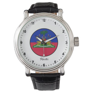 Relógio Elegante Haiti Watch & Haitian Flag