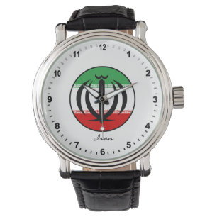 Relógio Elegante Iran Watch & Iranian Flag / Teerã