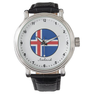 Relógio Elegante Islândia Watch e Flag islandês