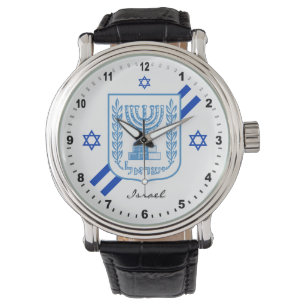 Relógio Elegante Israel Watch e bandeira israelense
