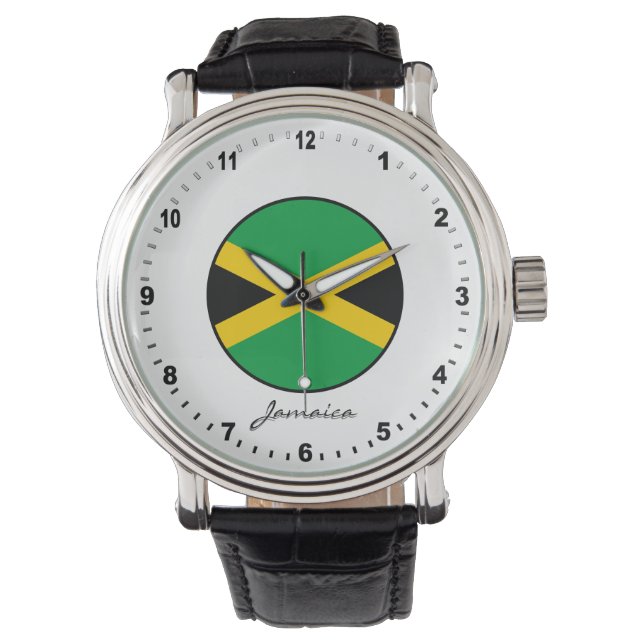 Relógio Elegante Jamaica Watch & Jamaican Flag (Frente)