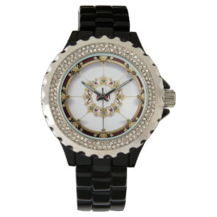 Relógio Elegante Moldura Circular Dourada