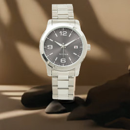 Relógio Elegante Monograma Silver Brutado Metálico