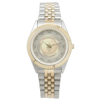 Relógio Elegante Ouro & Prata Clássico Numeração Romana Pe