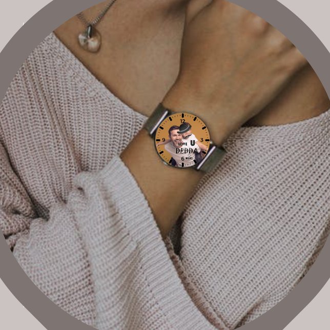 Relógio Elegante personalizado "Love You Dedda" (Criador carregado)