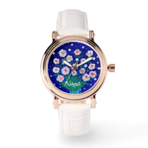 Relógio elegante pintado à mão Floral eWatch