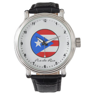 Relógio Elegante Porto Rico Watch & Puerto Rican Flag