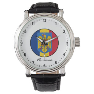 Relógio Elegante Romênia Watch & romena Flag