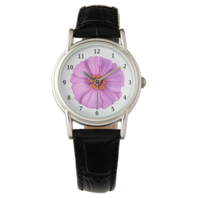 Relógio Elegante Rosa Zinnia Flor Watch (Frente)