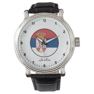 Relógio Elegante Sérvia Watch e bandeira sérvia