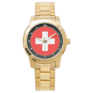 Relógio Elegante Swiss Flag Business, Suiça patriótica
