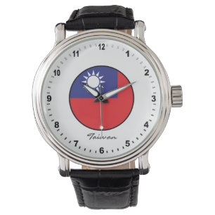 Relógio Elegante Taiwan Watch & Taiwan Flag / Taipei