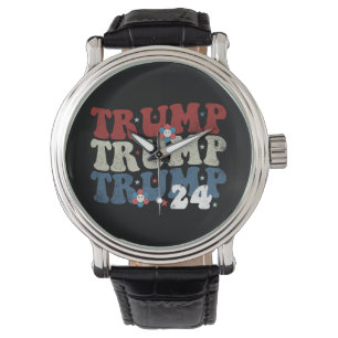 Relógio Eleição Trump Retro Groovy Flor 24 2024